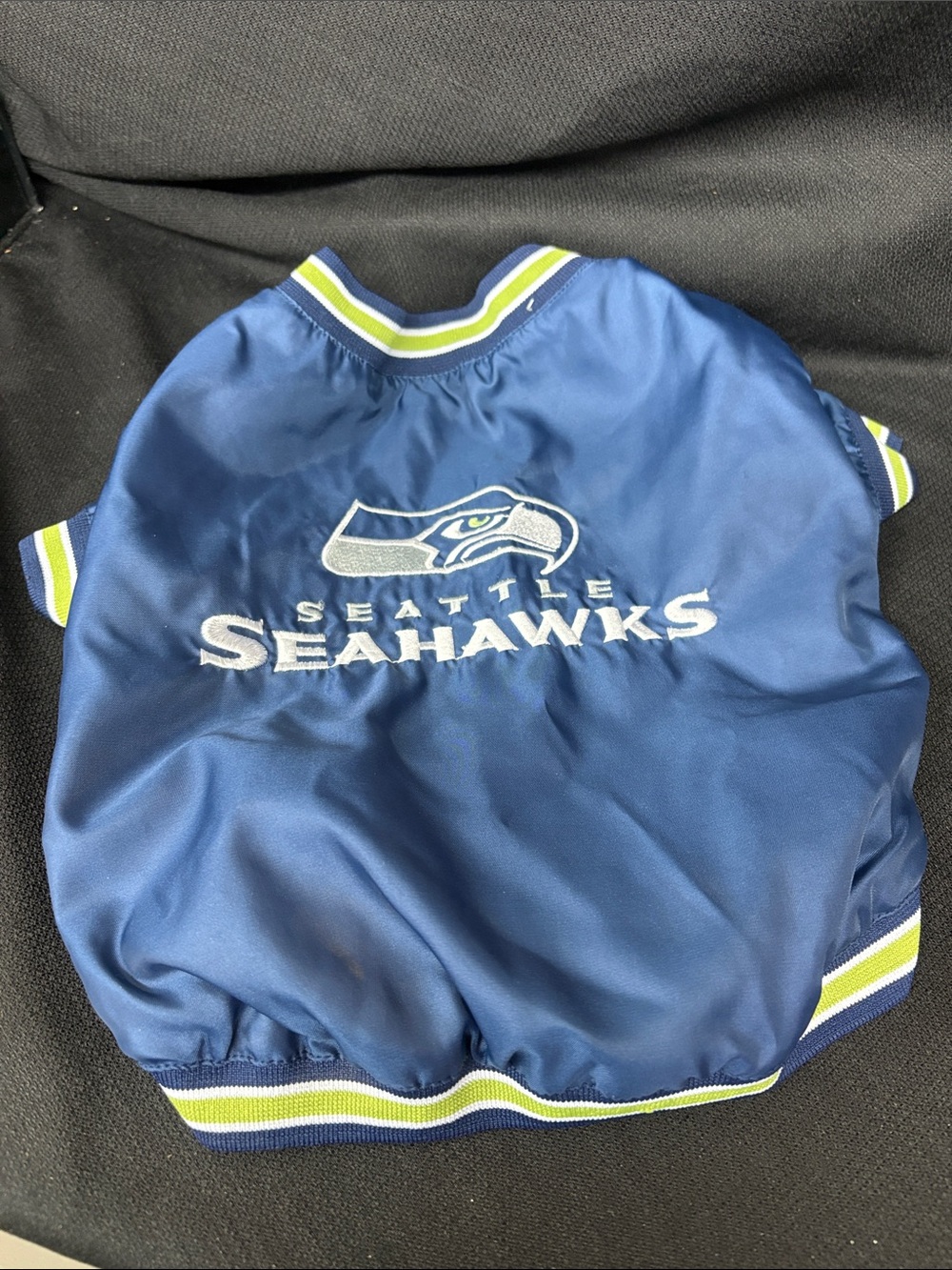 Seattle Seahawks satin dog bomber jacket